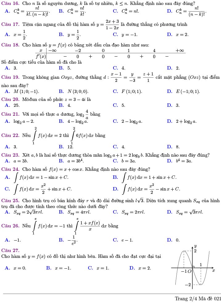 Đề thi thử THPT Quốc gia 2022 môn Toán Sở GD&ĐT Bình Thuận