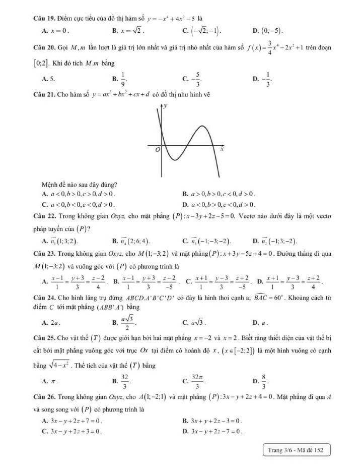 Đề thi thử THPT Quốc gia 2022 môn Toán Kim Liên - Hà Nội (lần 1)