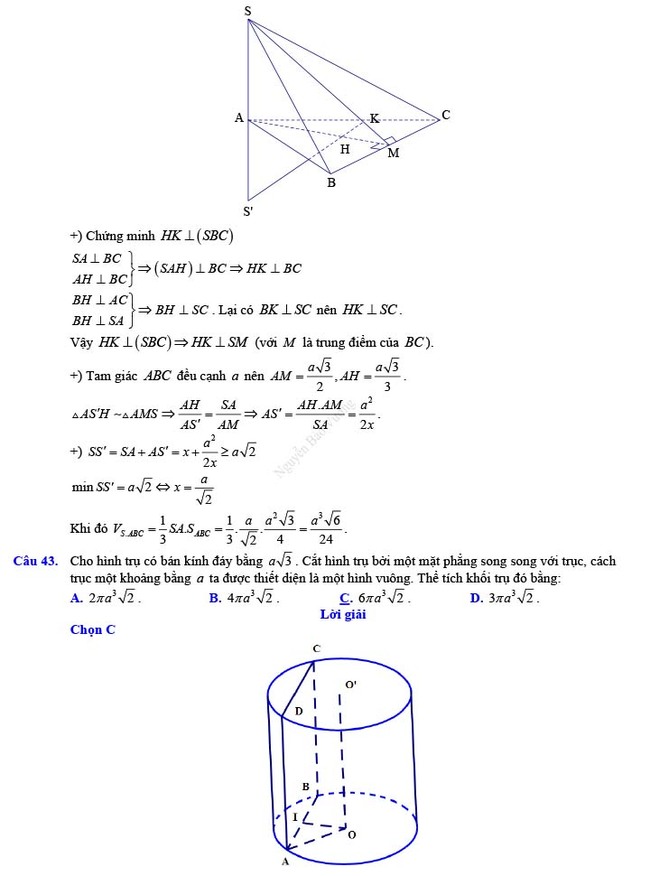 Đáp án đề thi thử THPT Quốc gia 2022 môn Toán Đề số 21