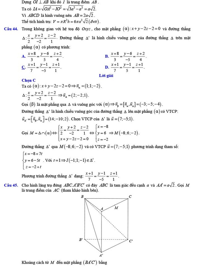 Đáp án đề thi thử THPT Quốc gia 2022 môn Toán Đề số 21