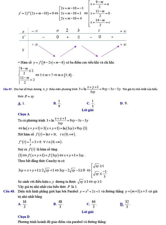 Đáp án đề thi thử THPT Quốc gia 2022 môn Toán Đề số 21