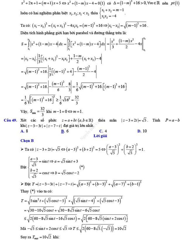 Đáp án đề thi thử THPT Quốc gia 2022 môn Toán Đề số 21