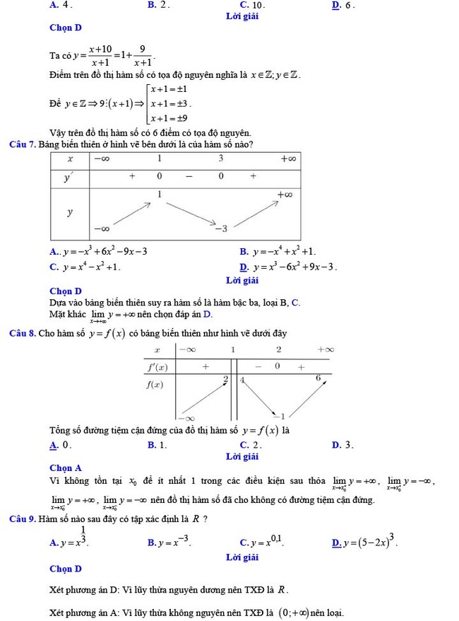 Đáp án đề thi thử THPT Quốc gia 2022 môn Toán Đề số 21