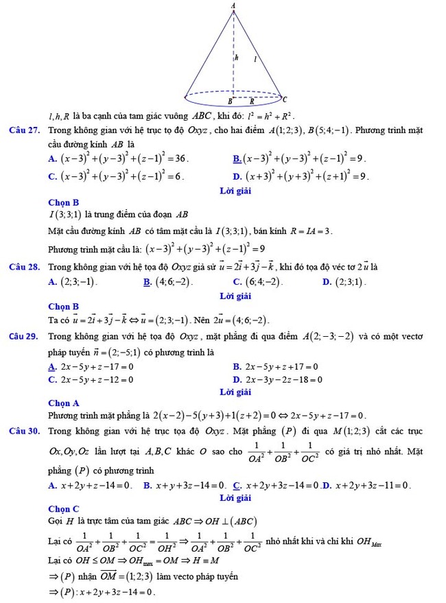 Đáp án đề thi thử THPT Quốc gia 2022 môn Toán Đề số 21