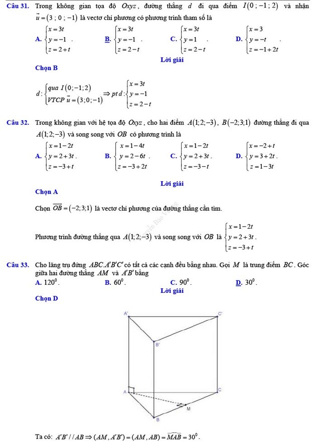 Đáp án đề thi thử THPT Quốc gia 2022 môn Toán Đề số 21