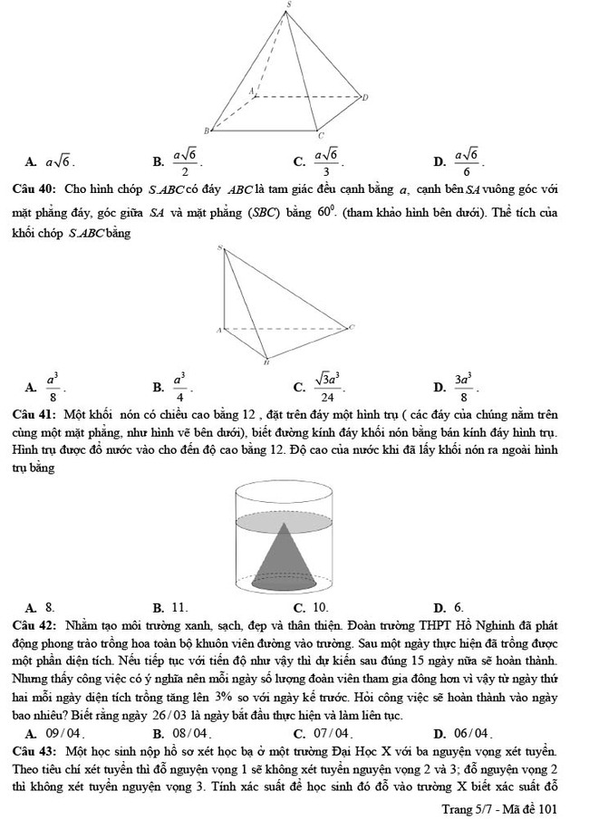 Đề thi thử THPT Quốc gia 2022 môn Toán Hồ Nghinh - Quảng Nam (lần 2)