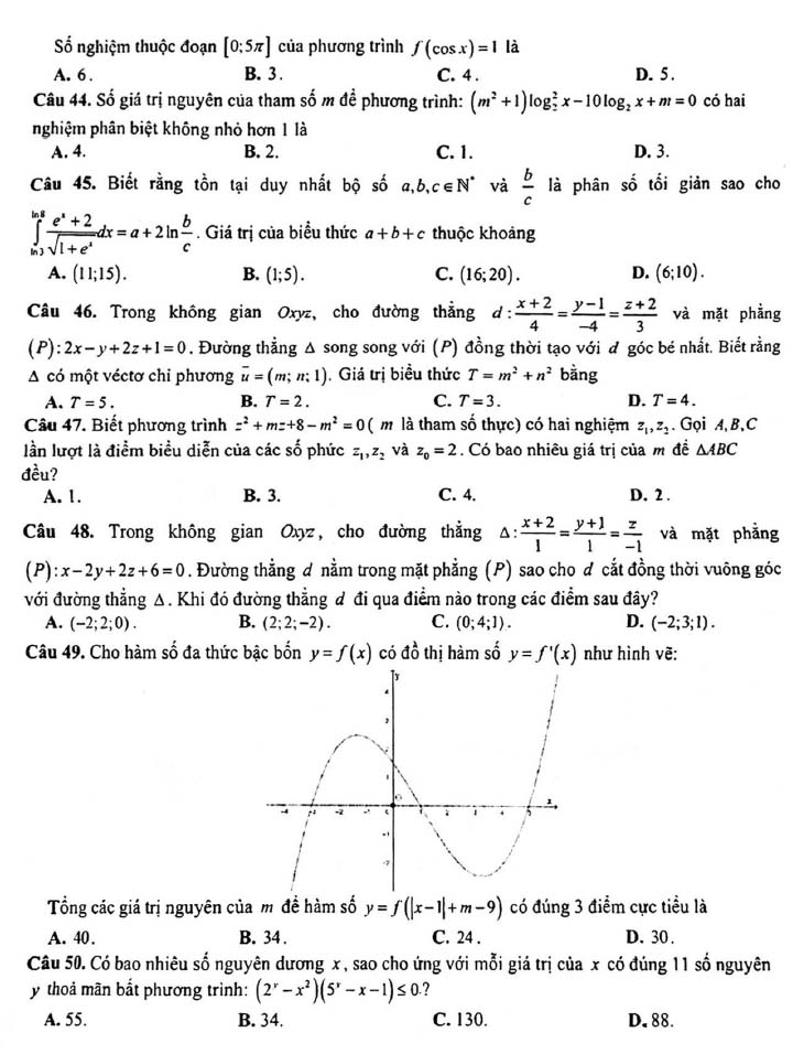 Đề thi thử THPT Quốc gia 2022 môn Toán Sơ GD&ĐT Hòa Bình (lần 2)