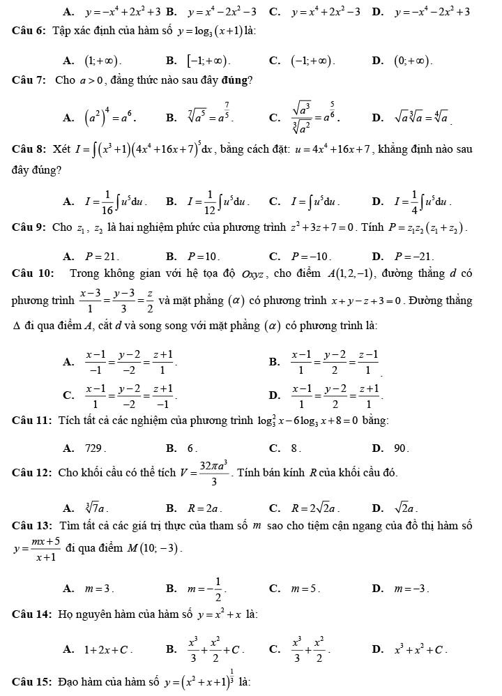 Đề thi thử THPT Quốc gia 2022 môn Toán Thanh Miện 2 - Hải Dương (lần 4)