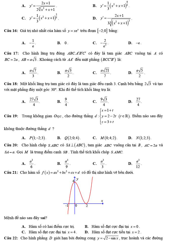 Đề thi thử THPT Quốc gia 2022 môn Toán Thanh Miện 2 - Hải Dương (lần 4)