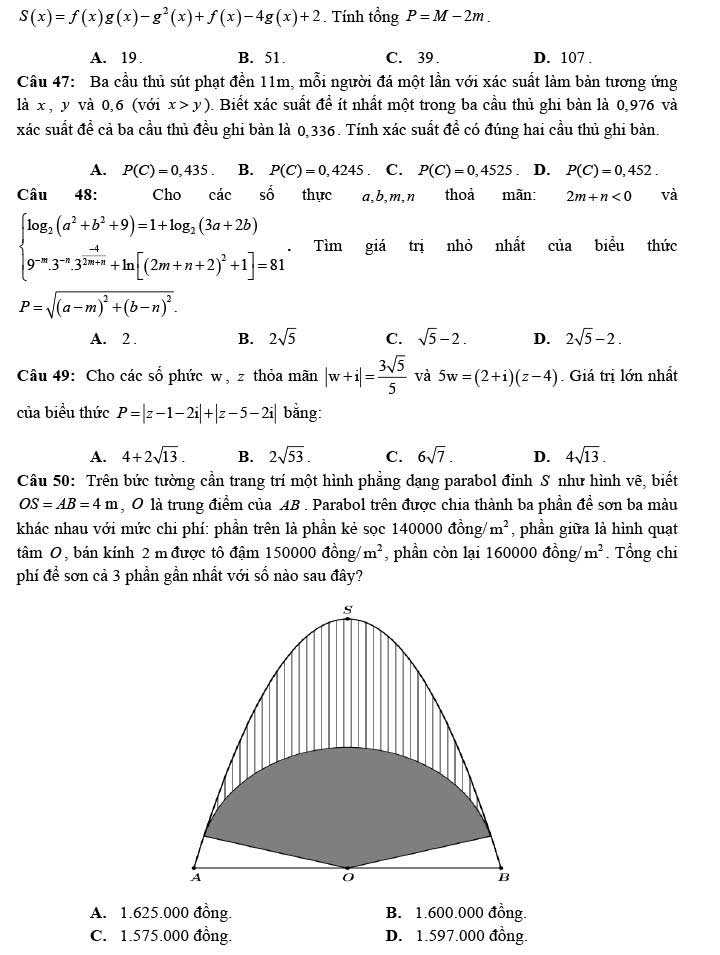 Đề thi thử THPT Quốc gia 2022 môn Toán Thanh Miện 2 - Hải Dương (lần 4)