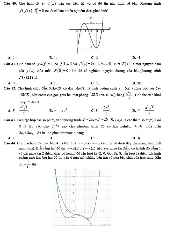 Đề thi thử THPT Quốc gia 2022 môn Toán Phụ Dực - Thái Bình (lần 2)