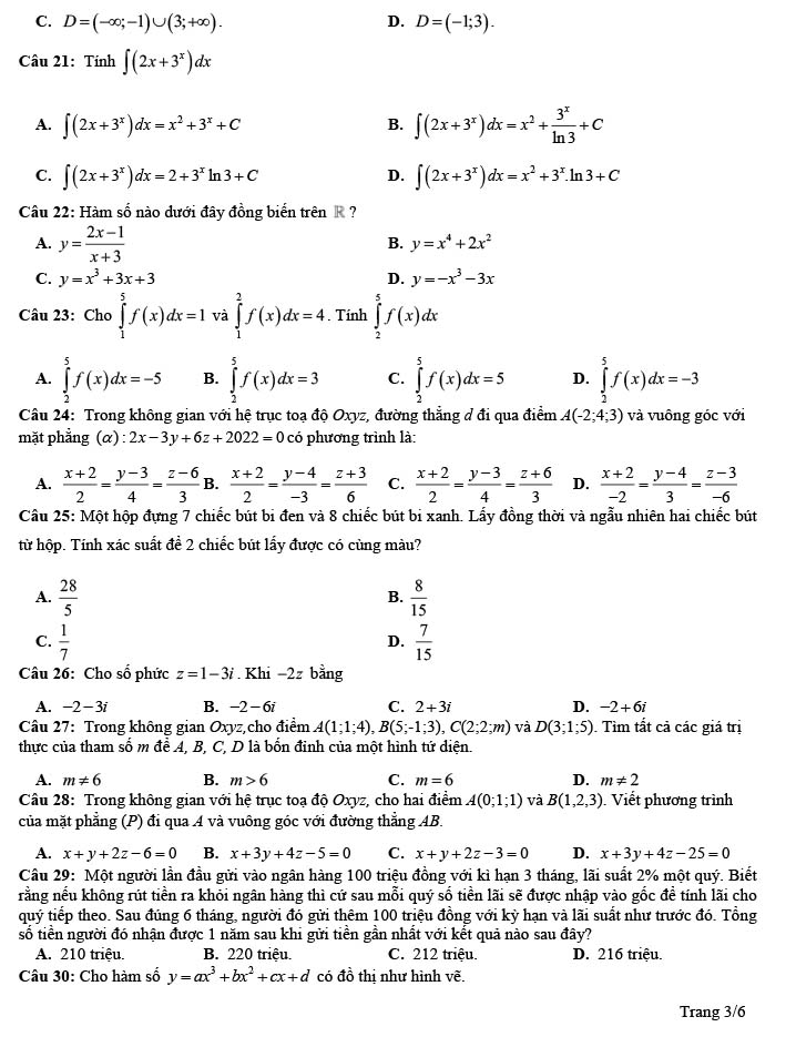 Đề thi thử THPT Quốc gia 2022 môn Toán Quốc Tuấn - Hải Phòng (lần 2)
