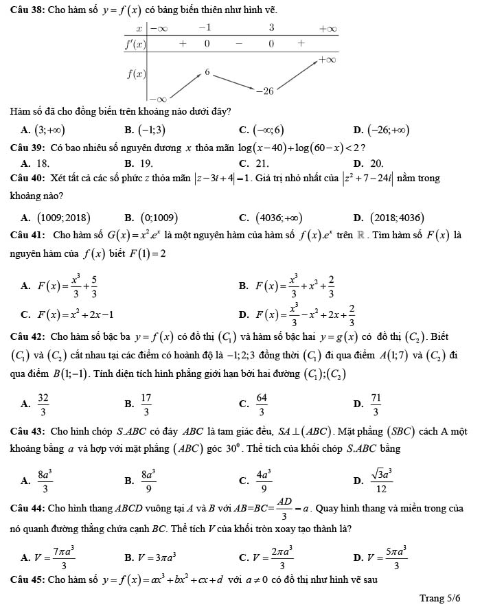 Đề thi thử THPT Quốc gia 2022 môn Toán Quốc Tuấn - Hải Phòng (lần 2)