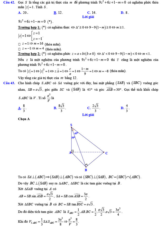 Đáp án đề thi thử THPT Quốc gia 2022 môn Toán Đề số 2