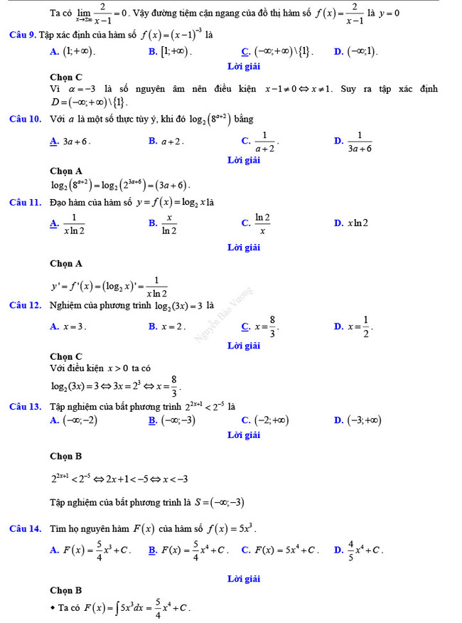 Đáp án đề thi thử THPT Quốc gia 2022 môn Toán Đề số 2