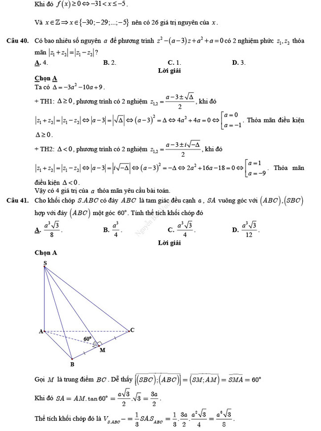 Đáp án đề thi thử THPT Quốc gia 2022 môn Toán Đề số 3
