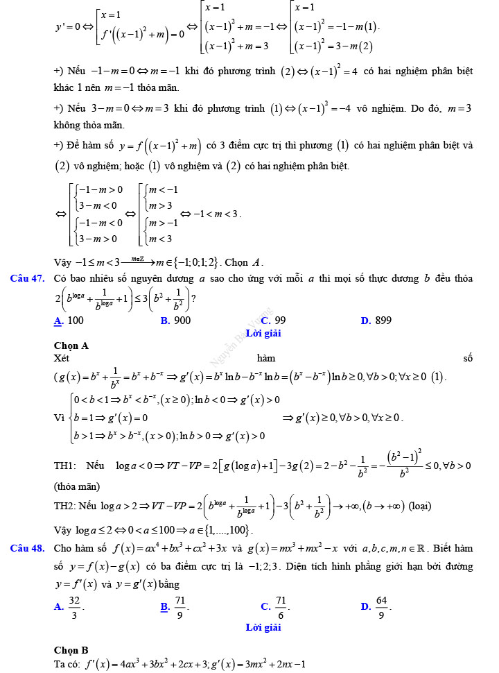 Đáp án đề thi thử THPT Quốc gia 2022 môn Toán Đề số 4