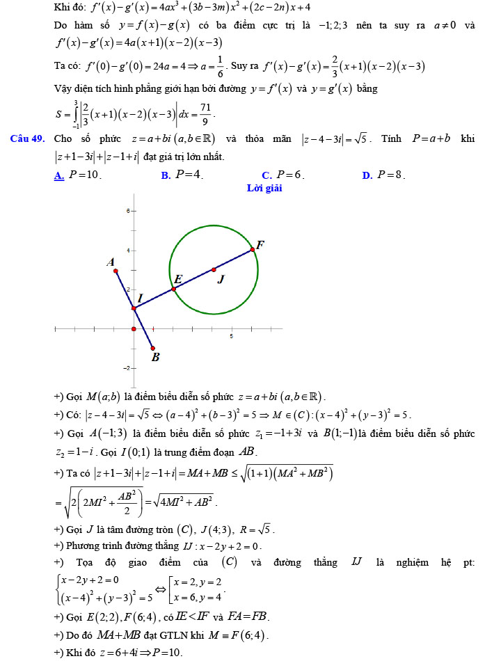 Đáp án đề thi thử THPT Quốc gia 2022 môn Toán Đề số 4