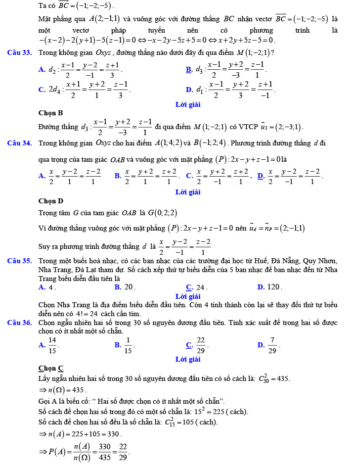 Đáp án đề thi thử THPT Quốc gia 2022 môn Toán Đề số 4