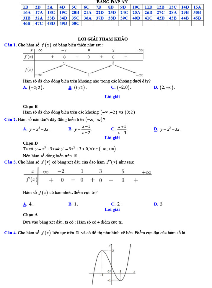 Đáp án đề thi thử THPT Quốc gia 2022 môn Toán Đề số 5
