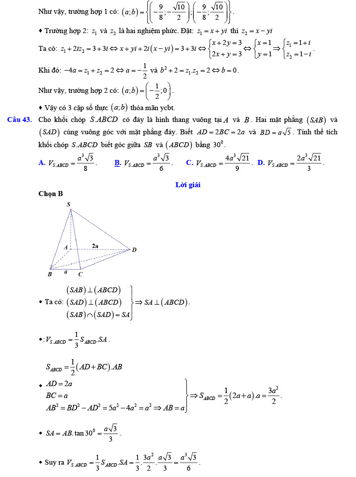Đáp án đề thi thử THPT Quốc gia 2022 môn Toán Đề số 5