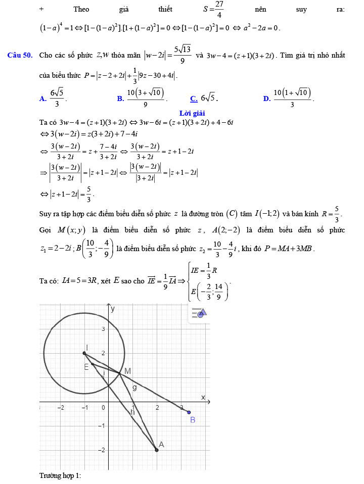 Đáp án đề thi thử THPT Quốc gia 2022 môn Toán Đề số 5