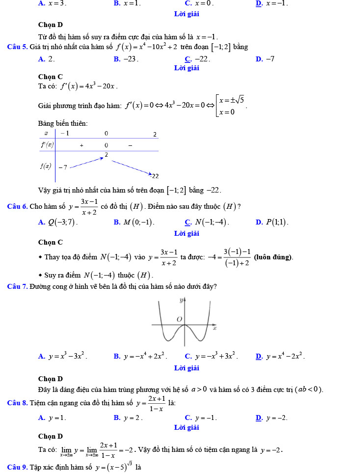 Đáp án đề thi thử THPT Quốc gia 2022 môn Toán Đề số 5