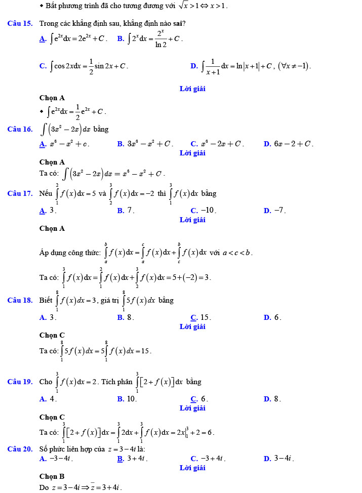 Đáp án đề thi thử THPT Quốc gia 2022 môn Toán Đề số 5