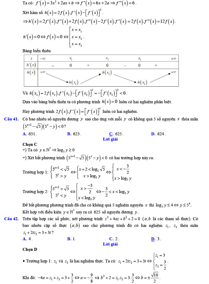 Đáp án đề thi thử THPT Quốc gia 2022 môn Toán Đề số 5