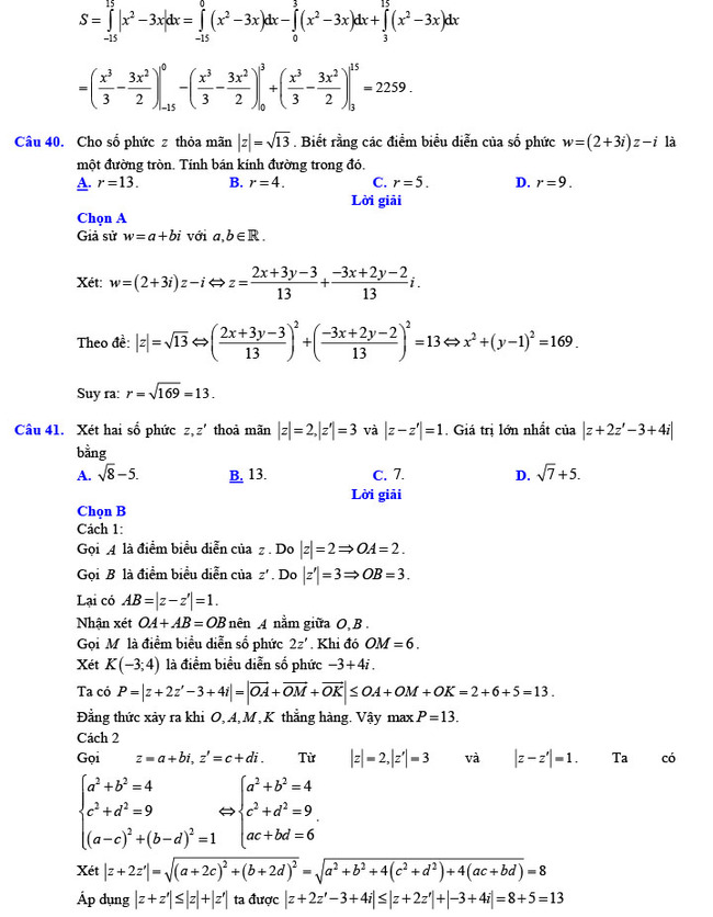 Đáp án đề thi thử THPT Quốc gia 2022 môn Toán Đề số 1