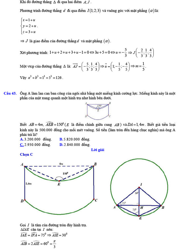Đáp án đề thi thử THPT Quốc gia 2022 môn Toán Đề số 1