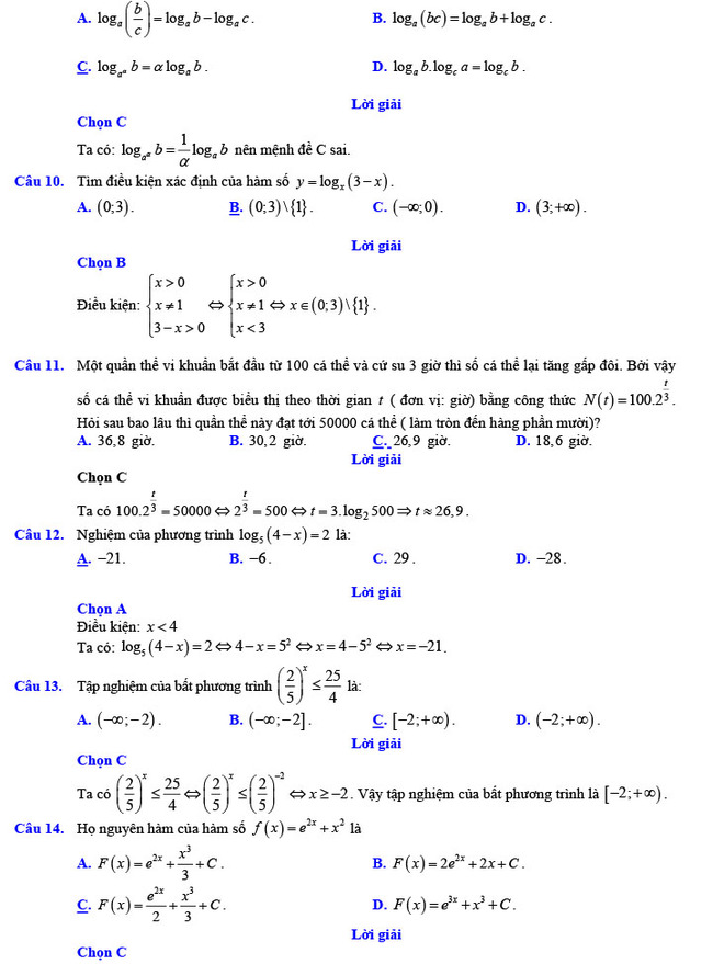 Đáp án đề thi thử THPT Quốc gia 2022 môn Toán Đề số 1