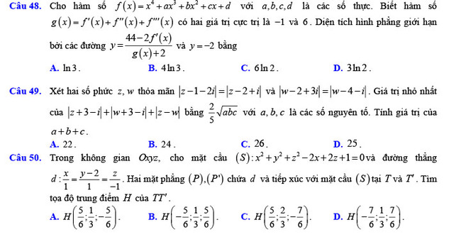 Đề thi thử THPT Quốc gia 2022 môn Toán Đề số 2