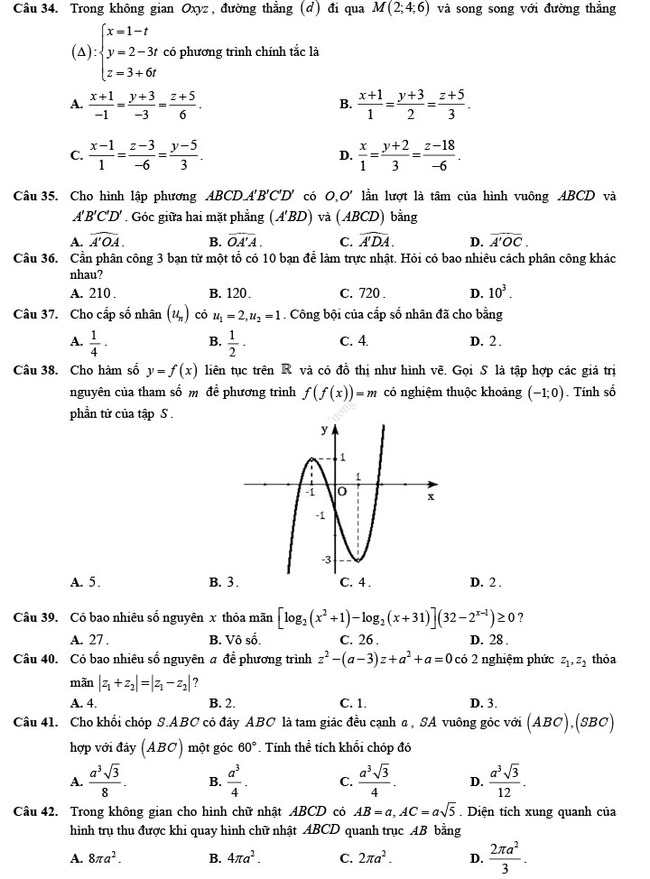 Đề thi thử THPT Quốc gia 2022 môn Toán Đề số 3