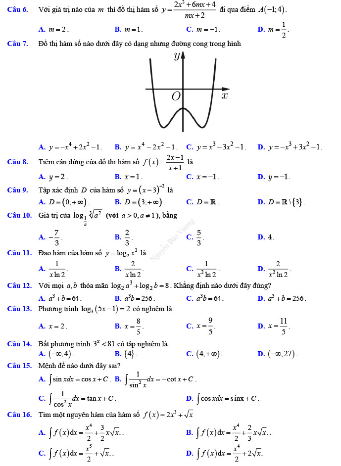 Đề thi thử THPT Quốc gia 2022 môn Toán Đề số 4