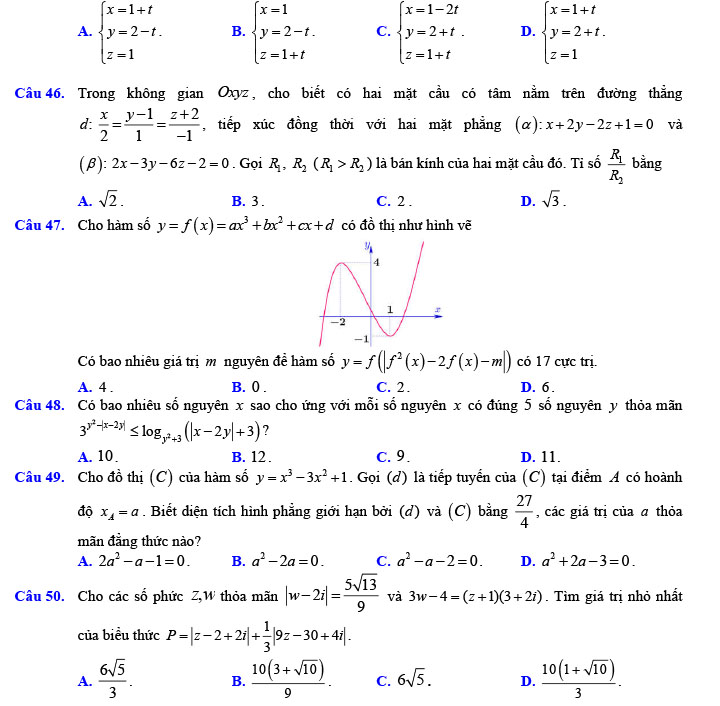 Đề thi thử THPT Quốc gia 2022 môn Toán Đề số 5