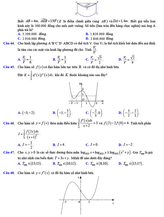 Đề thi thử THPT Quốc gia 2022 môn Toán Đề số 1