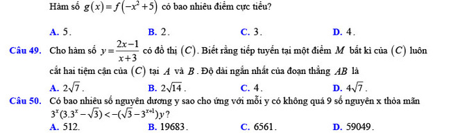 Đề thi thử THPT Quốc gia 2022 môn Toán Đề số 1