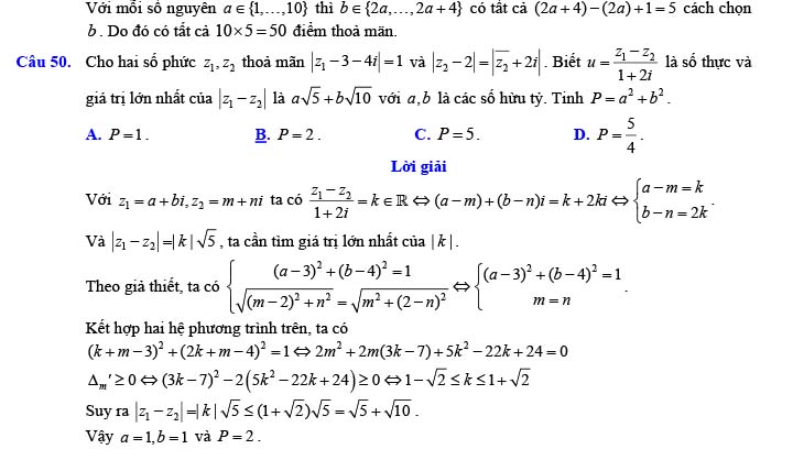 Đáp án đề thi thử THPT Quốc gia 2022 môn Toán Đề số 10