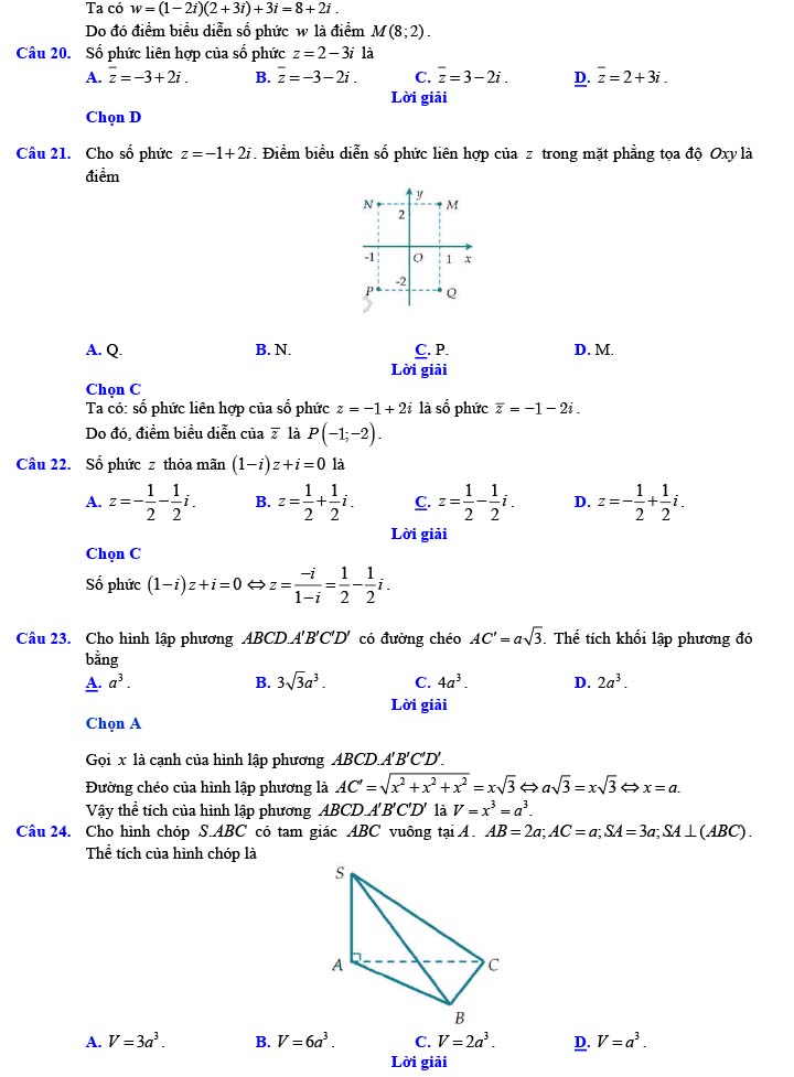 Đáp án đề thi thử THPT Quốc gia 2022 môn Toán Đề số 10