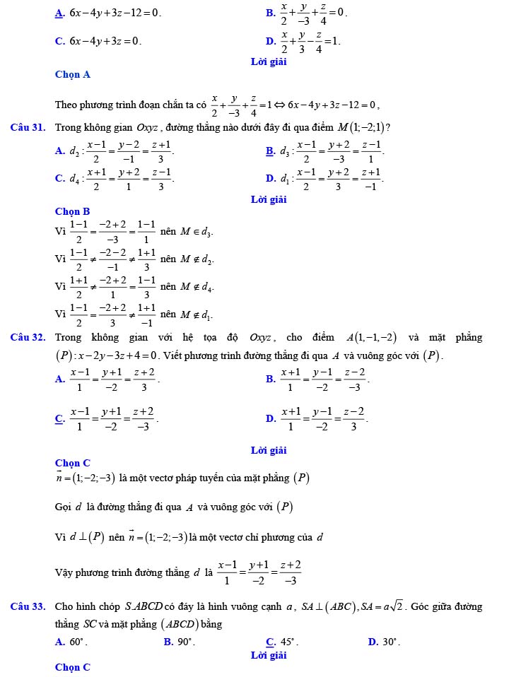 Đáp án đề thi thử THPT Quốc gia 2022 môn Toán Đề số 10