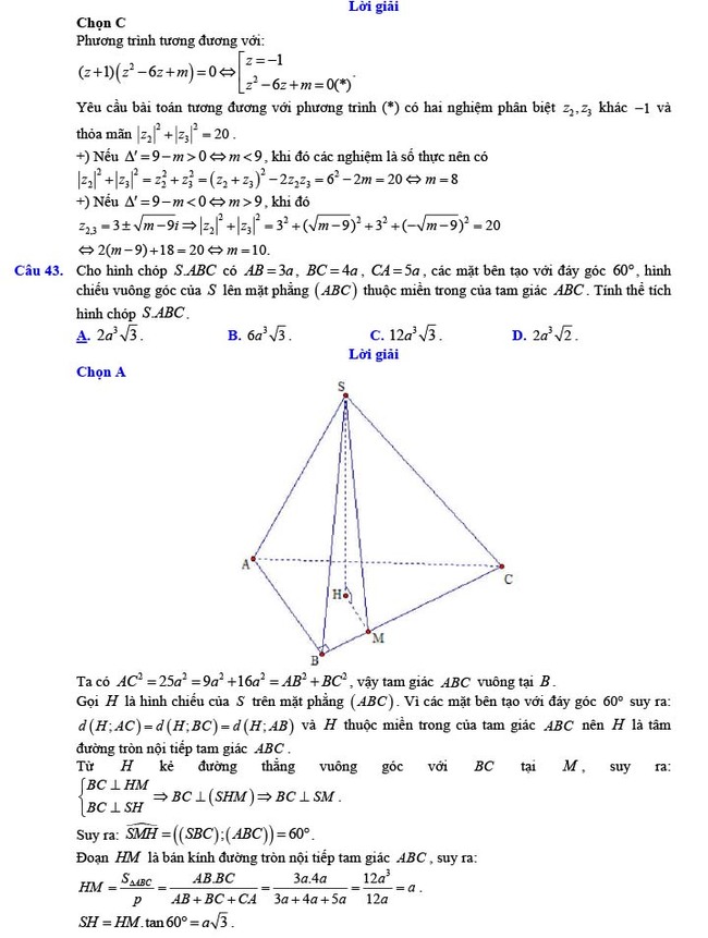 Đáp án đề thi thử THPT Quốc gia 2022 môn Toán Đề số 11