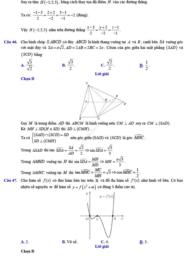 Đáp án đề thi thử THPT Quốc gia 2022 môn Toán Đề số 11