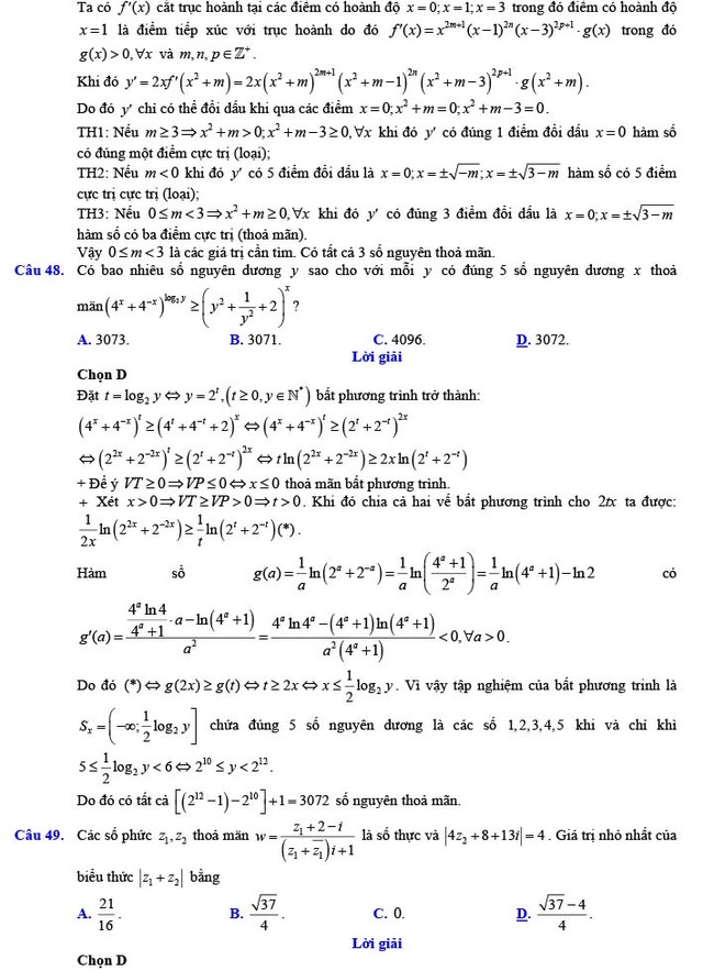 Đáp án đề thi thử THPT Quốc gia 2022 môn Toán Đề số 11