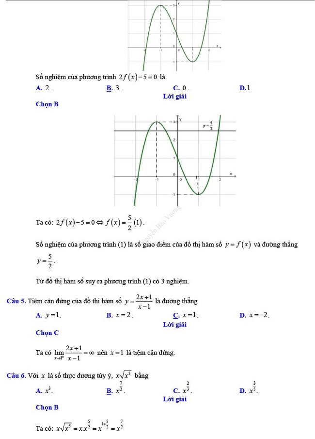 Đáp án đề thi thử THPT Quốc gia 2022 môn Toán Đề số 11