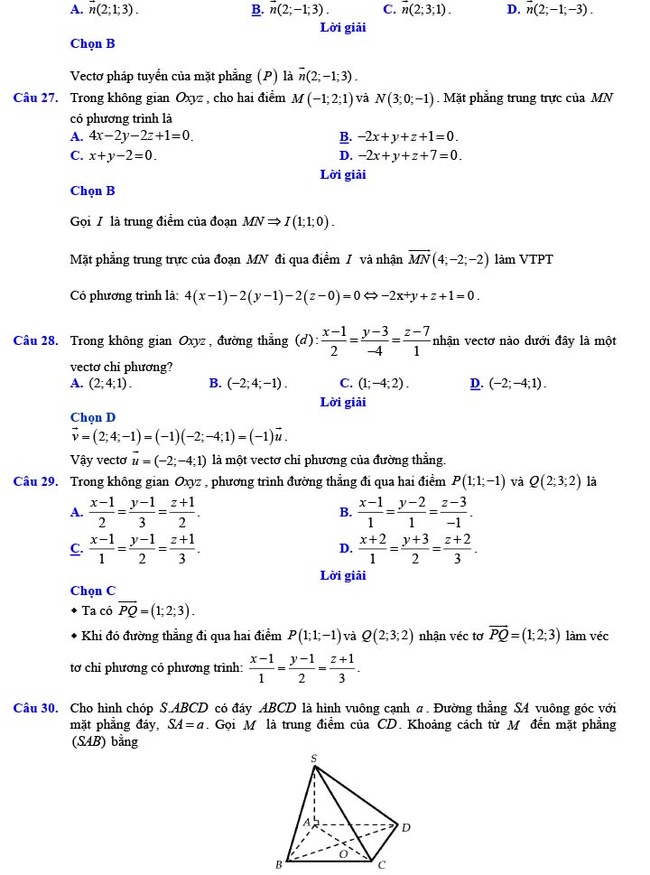 Đáp án đề thi thử THPT Quốc gia 2022 môn Toán Đề số 11