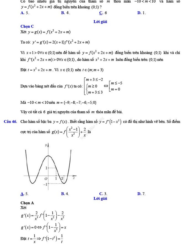 Đáp án đề thi thử THPT Quốc gia 2022 môn Toán Đề số 12