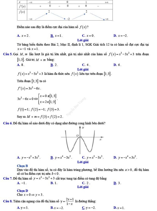 Đáp án đề thi thử THPT Quốc gia 2022 môn Toán Đề số 12