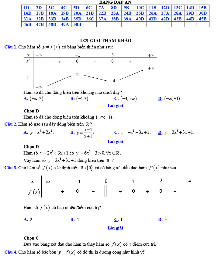 Đáp án đề thi thử THPT Quốc gia 2022 môn Toán Đề số 6