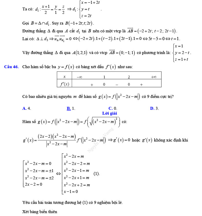 Đáp án đề thi thử THPT Quốc gia 2022 môn Toán Đề số 6